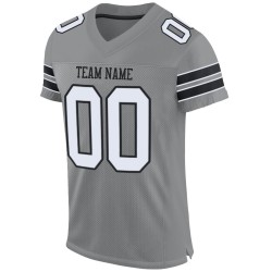 Custom Gray White-Black Mesh Authentic Football Jersey Custom Gray White-Black Mesh Authentic Football Jersey
