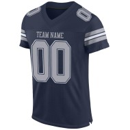 Custom Navy Gray-White Mesh Authentic Football Jersey Custom Navy Gray-White Mesh Authentic Football Jersey