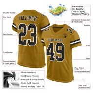 Custom Old Gold Black-White Mesh Authentic Football Jersey Custom Old Gold Black-White Mesh Authentic Football Jersey