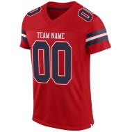 Custom Red Navy-White Mesh Authentic Football Jersey Custom Red Navy-White Mesh Authentic Football Jersey
