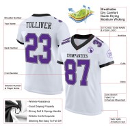 Custom White Purple Gray-Black Mesh Authentic Football Jersey Custom White Purple Gray-Black Mesh Authentic Football Jersey