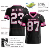 Custom Black White-Pink Mesh Authentic Football Jersey Custom Black White-Pink Mesh Authentic Football Jersey