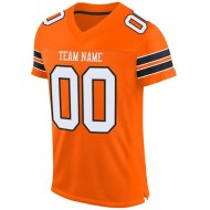 Custom Orange White-Black Mesh Authentic Football Jersey Custom Orange White-Black Mesh Authentic Football Jersey